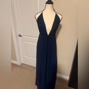 Navy chiffon v neck